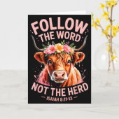 Carte Highland Cow Christian  (Fleur jaune)