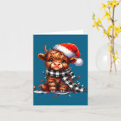 Carte Highland Cow Christmas Santa Hat Mooey Xmas Heifer (Fleur jaune)