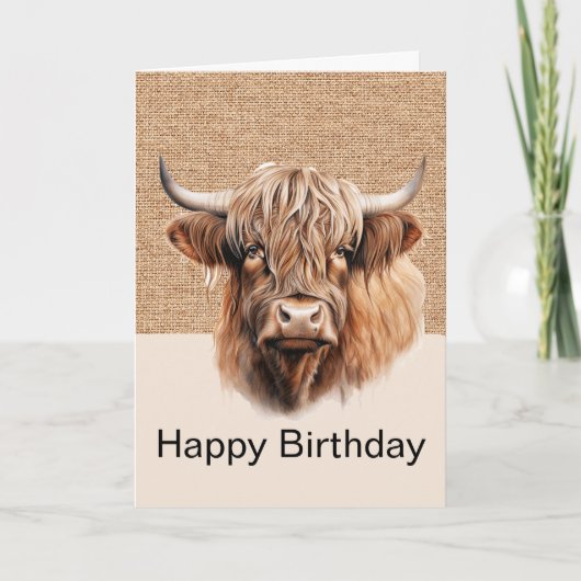Carte Highland Cow JOYEUX ANNIVERSAIRE (Devant)