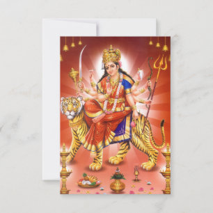 Carte Hindu Goddess Durga Tiger