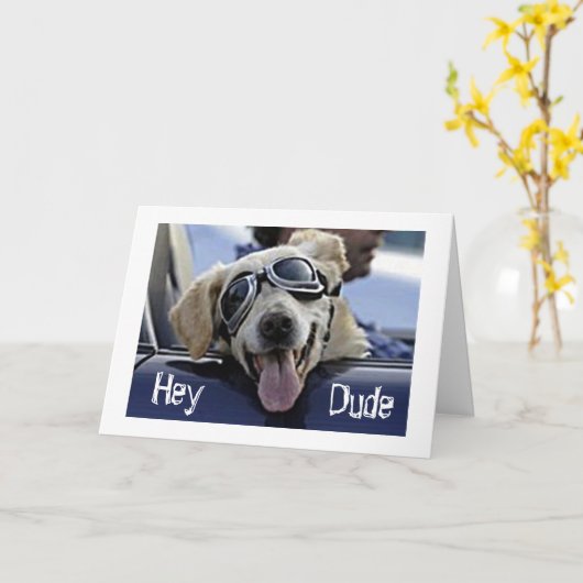 CARTE HIP DOG DIT "HEY DODE A UN ANNIVERSAIRE COOL" (Fleur jaune)
