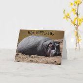 Carte Hip Hip Hooray Hippo Anniversaire (Fleur jaune)
