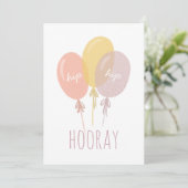 Carte Hip Hip Hooray, Joyeux anniversaire. Ballons migno (Debout devant)