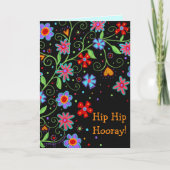 Carte Hip Hip Hourra Floral Fun (Devant)