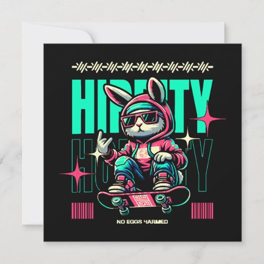 Carte Hip-Hop Hoppity - Skater Bunny Pâques (Devant)