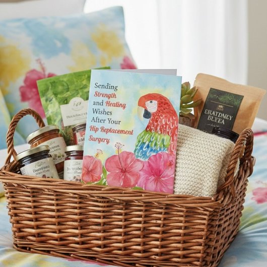 Carte Hip Replacement Healing Scarlet Macaws, Hibiscus