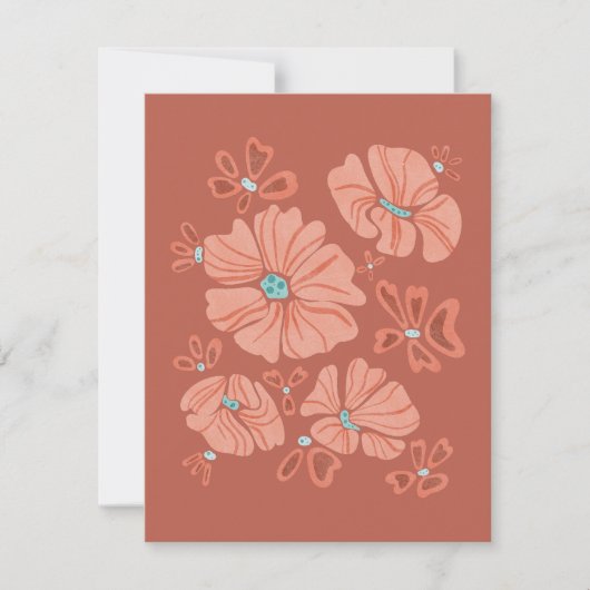 Carte Hippie Blooms : Artwork Abstrait Red Flower Power (Devant)