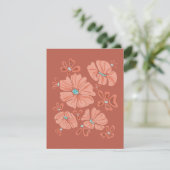 Carte Hippie Blooms : Artwork Abstrait Red Flower Power (Debout devant)