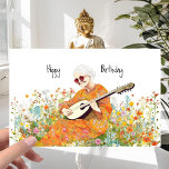 Carte Hippie Girl 60s Retro Flower Power - Anniversaire<br><div class="desc">Le soleil était chaud sur son visage, le ciel bleu vif. La vieille femme s'est assise au milieu d'un champ de fleurs sauvages, leurs couleurs vives et leurs parfums doux l'entourant. Elle ferma les yeux et prit une profonde respiration, ses cheveux blancs brillant au soleil. Les souvenirs ont inondé son...</div>