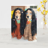 Carte Hippie Golden Retriever Halloween (Fleur jaune)