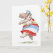 Carte Hippo Anniversaire ! (Fleur jaune)