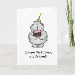 Carte Hippo Anniversaire mon Ami - Joyeux Anniversaire