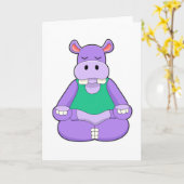 Carte Hippo au Yoga en position assise (Fleur jaune)