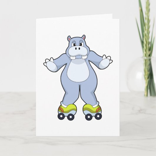 Carte Hippo avec patins à rouleaux (Devant)