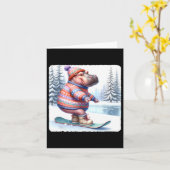 Carte Hippo Balancing Sur Snowboard. Snowboard (Fleur jaune)