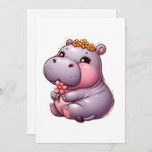 Carte Hippo bébé mignonne (Devant / Derrière)
