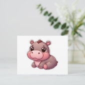 Carte Hippo bébé mignonne Moo Deng (Debout devant)