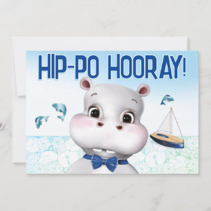 Carte Hippo Blue Fish Boy Anniversaire