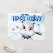 Carte Hippo Blue Fish Boy Anniversaire (Devant/Arrière en situation)