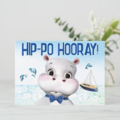 Carte Hippo Blue Fish Boy Birthday (Debout devant)