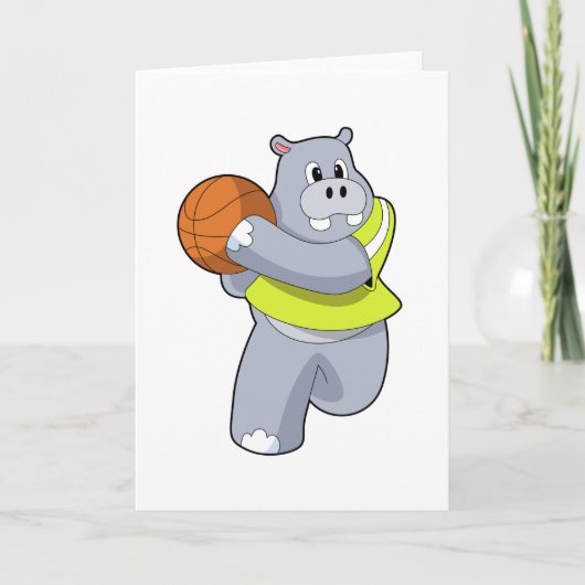 Carte Hippo en tant que joueur de basket avec Basketball (Devant)