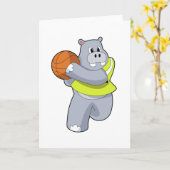 Carte Hippo en tant que joueur de basket avec Basketball (Fleur jaune)
