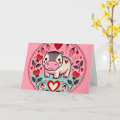 Carte Hippo Hippopotame de la Saint-Valentin (Fleur jaune)