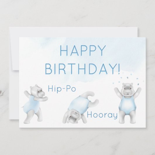Carte Hippo Hourra Anniversaire Culbute (Devant)