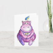 Carte Hippo mignon violet blanc (Devant)