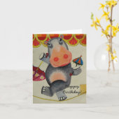 Carte Hippo vintage (Fleur jaune)