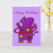 Carte Hippo violet amusant Jouer Hula Hoop (Fleur jaune)