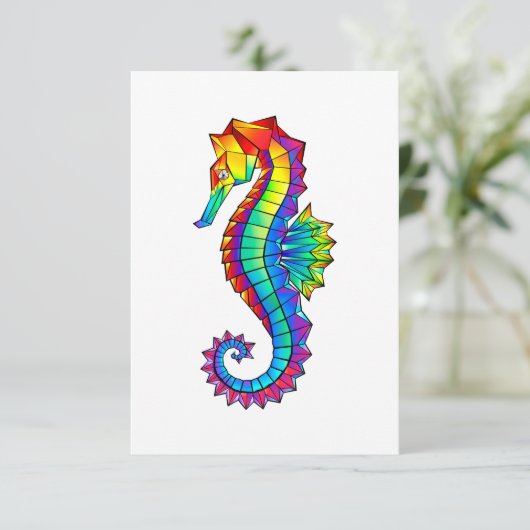 Carte Hippocampe polygonal arc-en-ciel (Debout devant)