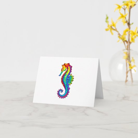 Carte Hippocampe polygonal arc-en-ciel (Fleur jaune)