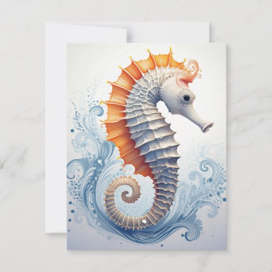 Carte Hippocampe sur les vagues de l'océan (Devant)