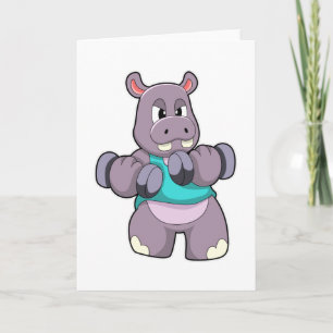 Carte Hippopotame à la musculation avec haltères