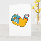 Carte Hippopotame au sport de football (Fleur jaune)