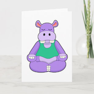 Carte Hippopotame au yoga en position assise