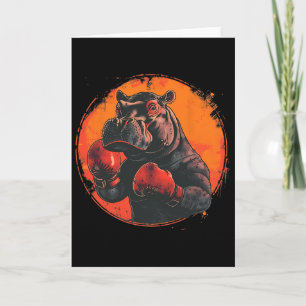 Carte Hippopotame Boxeur Avec Gants De Boxe Kickboxing D