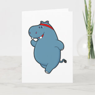 Carte Hippopotame courant avec un bandeau