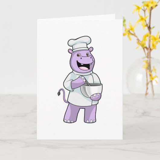 Carte Hippopotame en chef avec bol (Fleur jaune)