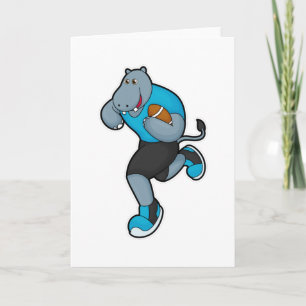 Carte Hippopotame en footballeur avec ballon de football