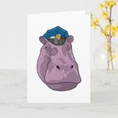 Carte Hippopotame en policier Police (Fleur jaune)