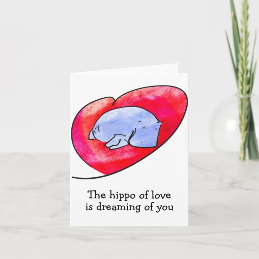 Carte hippopotame romantique (Devant)