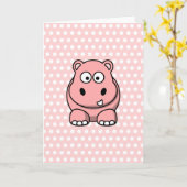 Carte Hippopotame Rose Mignon (Fleur jaune)