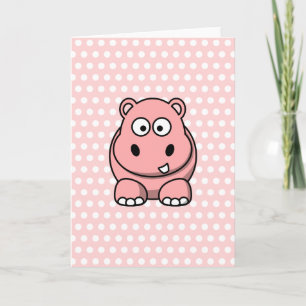 Carte Hippopotame Rose Mignon