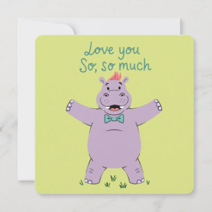 Carte Hippopotame T'aime Tellement