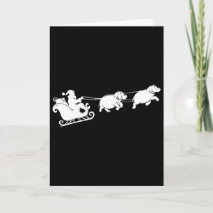 Carte Hippopotame Xmas Père Noël Traîneau Hippopotames N