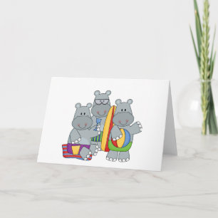 Carte Hippopotames sur les maillots et cadeaux de plage