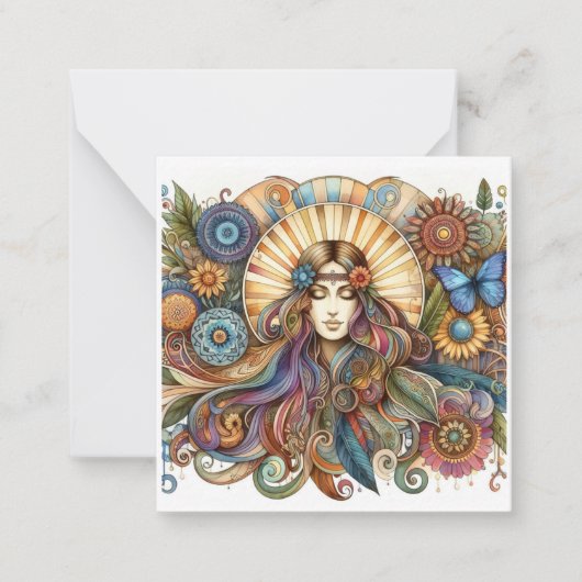 Carte Hippy colorée (Devant)