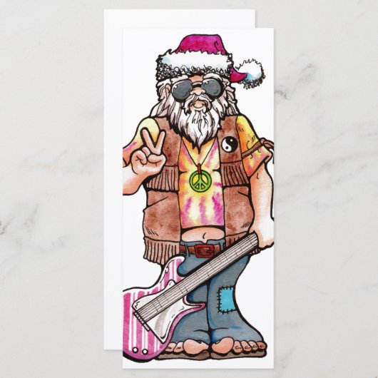 Carte Hippy Père Noël dit "Cool Yule" (Devant / Derrière)